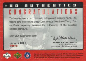 1999 Upper Deck HoloGrFX - UD Authentics Signatures #SY Steve Young Back
