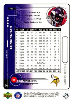 1999 Upper Deck MVP - Silver Script #102 Randall Cunningham Back