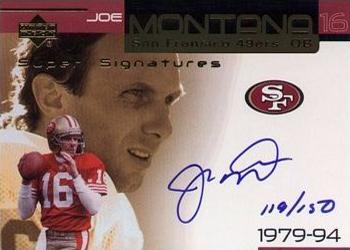 1999 Upper Deck Ovation - Super Signatures Gold #JM Joe Montana Front