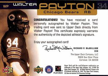 1999 Upper Deck Ovation - Super Signatures Gold #WP Walter Payton Back