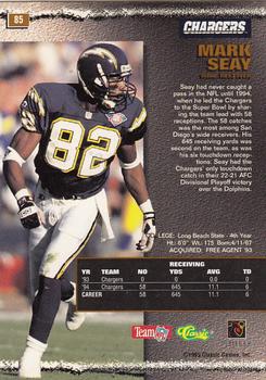 1995 Pro Line #85 Mark Seay Back