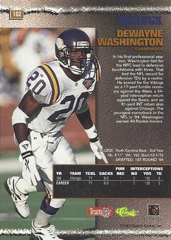 1995 Pro Line #102 Dewayne Washington Back