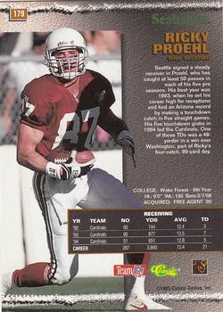 1995 Pro Line #179 Ricky Proehl Back