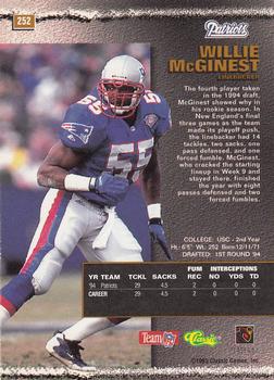 1995 Pro Line #252 Willie McGinest Back