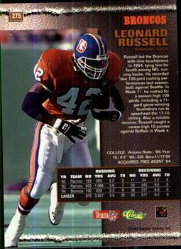 1995 Pro Line #275 Leonard Russell Back