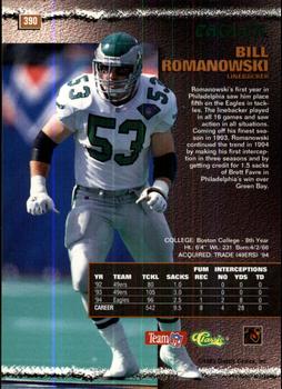 1995 Pro Line #390 Bill Romanowski Back