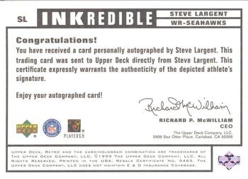 1999 Upper Deck Retro - Inkredible #SL Steve Largent Back
