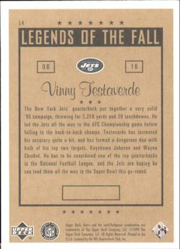 1999 Upper Deck Retro - Legends of the Fall #L4 Vinny Testaverde Back