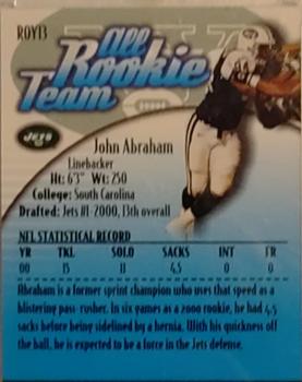 2000 Bowman - All Rookie Team Prize Set #ROY13 John Abraham Back