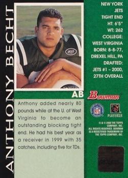 2000 Bowman - Autographs #AB Anthony Becht Back
