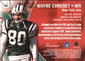 2000 Bowman - Breakthrough Discoveries #BD3 Wayne Chrebet Back