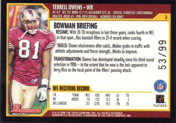 2000 Bowman - Gold #3 Terrell Owens Back