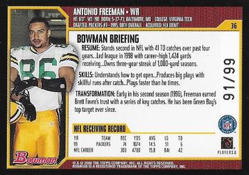 2000 Bowman - Gold #36 Antonio Freeman Back