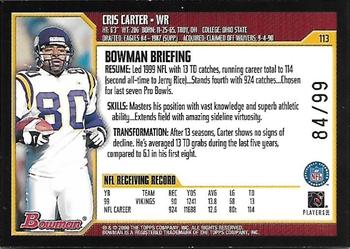 2000 Bowman - Gold #113 Cris Carter Back