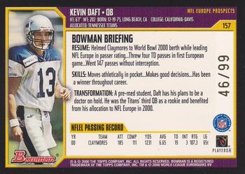 2000 Bowman - Gold #157 Kevin Daft Back