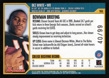 2000 Bowman - Gold #166 Dez White Back