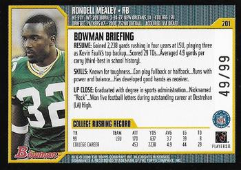 2000 Bowman - Gold #201 Rondell Mealey Back