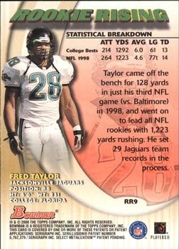 2000 Bowman - Rookie Rising #RR9 Fred Taylor Back