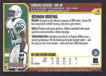 2000 Bowman Chrome - Refractors #70 Terrence Wilkins Back