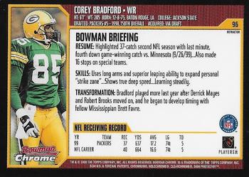 2000 Bowman Chrome - Refractors #96 Corey Bradford Back