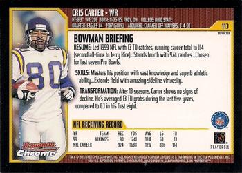 2000 Bowman Chrome - Refractors #113 Cris Carter Back