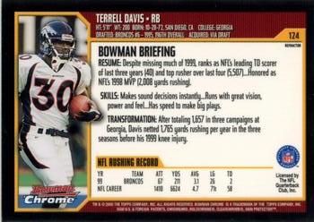 2000 Bowman Chrome - Refractors #124 Terrell Davis Back