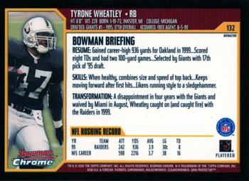 2000 Bowman Chrome - Refractors #132 Tyrone Wheatley Back