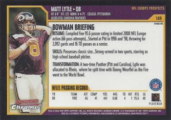 2000 Bowman Chrome - Refractors #149 Matt Lytle Back