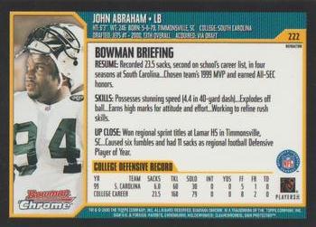 2000 Bowman Chrome - Refractors #222 John Abraham Back