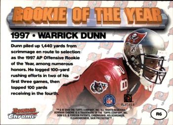 2000 Bowman Chrome - Rookie of the Year #R6 Warrick Dunn Back