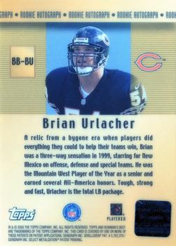 2000 Bowman's Best - Autographs #BB-BU Brian Urlacher Back