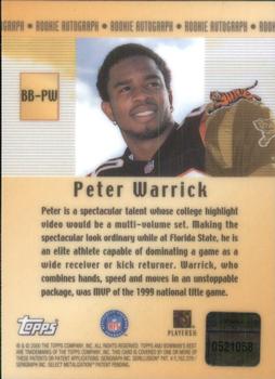 2000 Bowman's Best - Autographs #BB-PW Peter Warrick Back