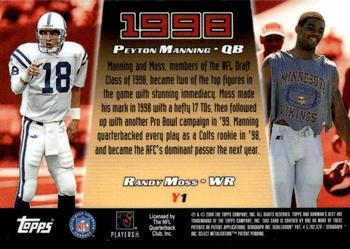 2000 Bowman's Best - Year by Year #Y1 Peyton Manning / Randy Moss Back
