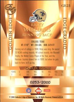 2000 Collector's Edge EG - Golden Edge #GE23 Ricky Williams Back