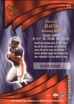 2000 Collector's Edge EG - Impeccable #I5 Terrell Davis Back