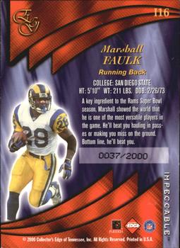 2000 Collector's Edge EG - Impeccable #I16 Marshall Faulk Back