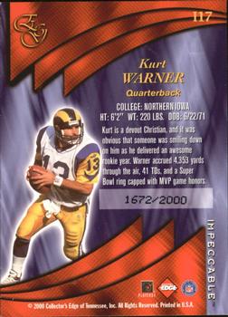 2000 Collector's Edge EG - Impeccable #I17 Kurt Warner Back