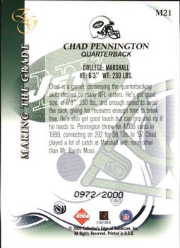 2000 Collector's Edge EG - Making the Grade #M21 Chad Pennington Back