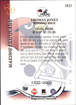 2000 Collector's Edge EG - Making the Grade #M23 Thomas Jones Back