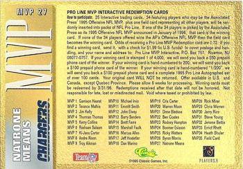 1995 Pro Line - MVP Redemptions (PR4000) #MVP 27 Natrone Means Back