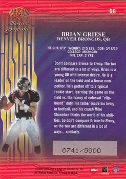 2000 Collector's Edge Masters - Domain #D8 Brian Griese Back