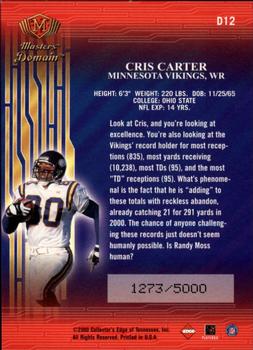 2000 Collector's Edge Masters - Domain #D12 Cris Carter Back