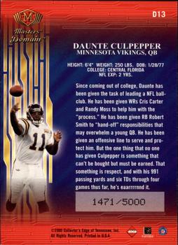 2000 Collector's Edge Masters - Domain #D13 Daunte Culpepper Back