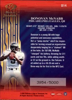 2000 Collector's Edge Masters - Domain #D14 Donovan McNabb Back