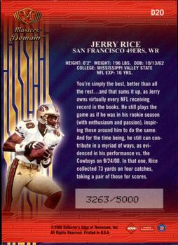 2000 Collector's Edge Masters - Domain #D20 Jerry Rice Back
