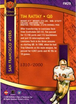 2000 Collector's Edge Masters - Future Masters Gold #FM29 Tim Rattay Back