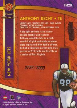 2000 Collector's Edge Masters - Future Masters Silver #FM20 Anthony Becht Back