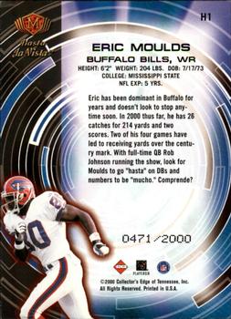 2000 Collector's Edge Masters - Hasta La Vista Gold #H1 Eric Moulds Back