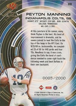 2000 Collector's Edge Masters - Hasta La Vista Gold #H8 Peyton Manning Back