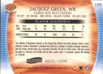 2000 Collector's Edge Masters - HoloSilver #179 Jacquez Green Back